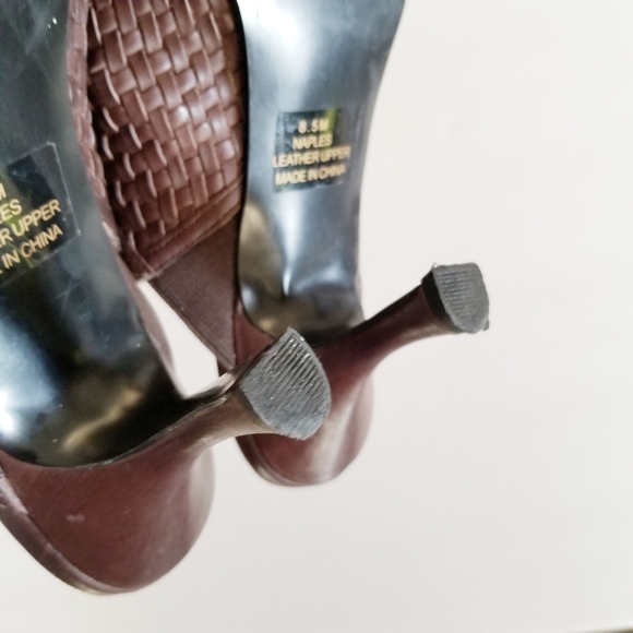 John David Naples Brown Leather Heels Mules 8.5 - Picture 8 of 8